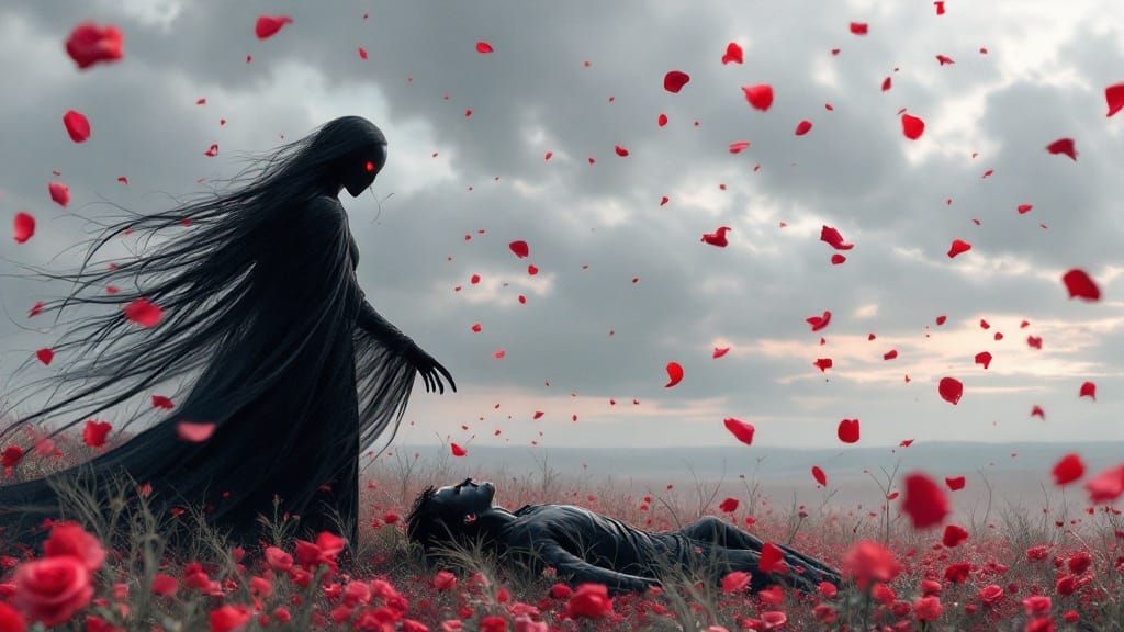 Mysterious Figure in Whimsical Fantasy Landscape