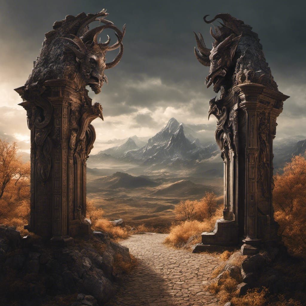 Surreal Demonic Guardian in Hellscape