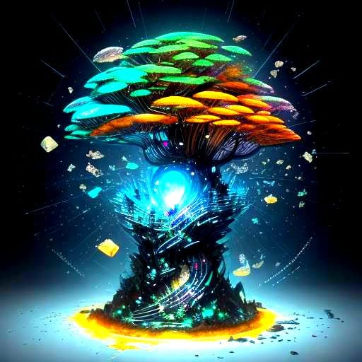 Kitten with Futuristic Jewelry in Graffiti Style