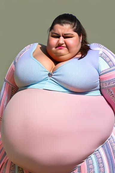 Overweight Woman with Swollen Belly