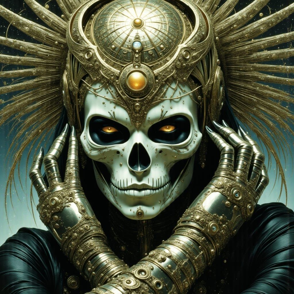 Surreal Whimsical Feline Landscape with Intricate Patterns