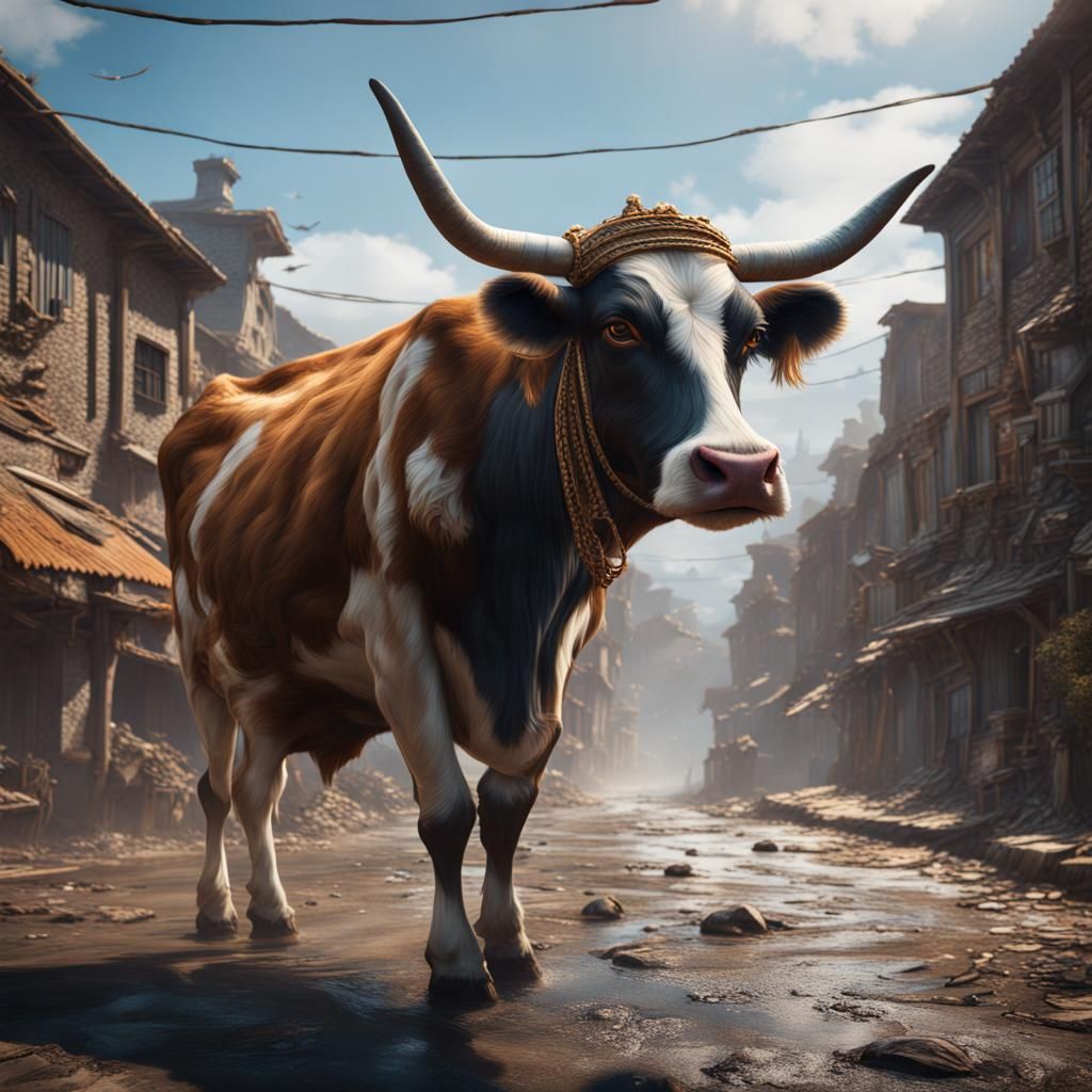 Sacred Cow Wanders into Town: Fantasy Concept Art