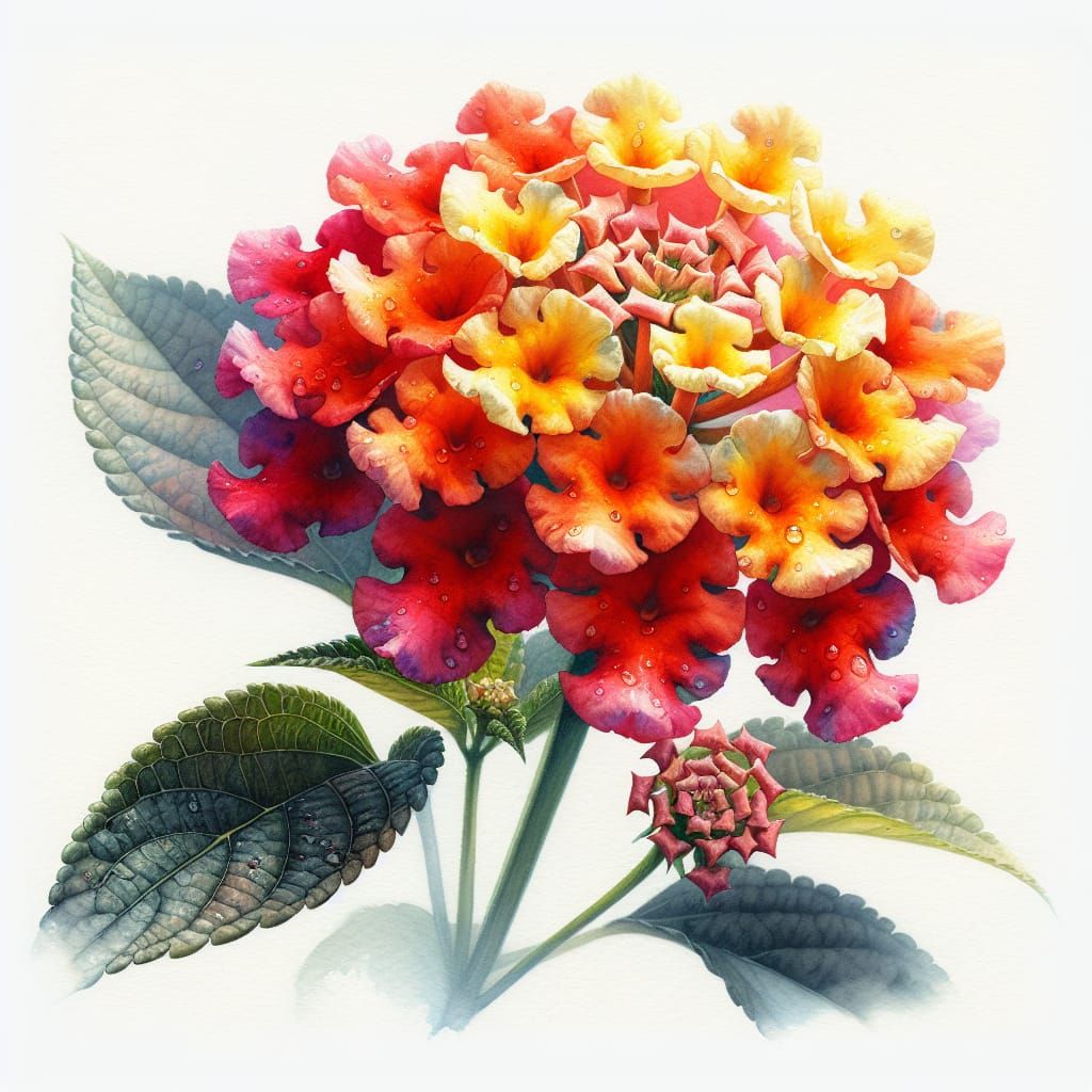 Radiant Lantana Flower in Watercolor