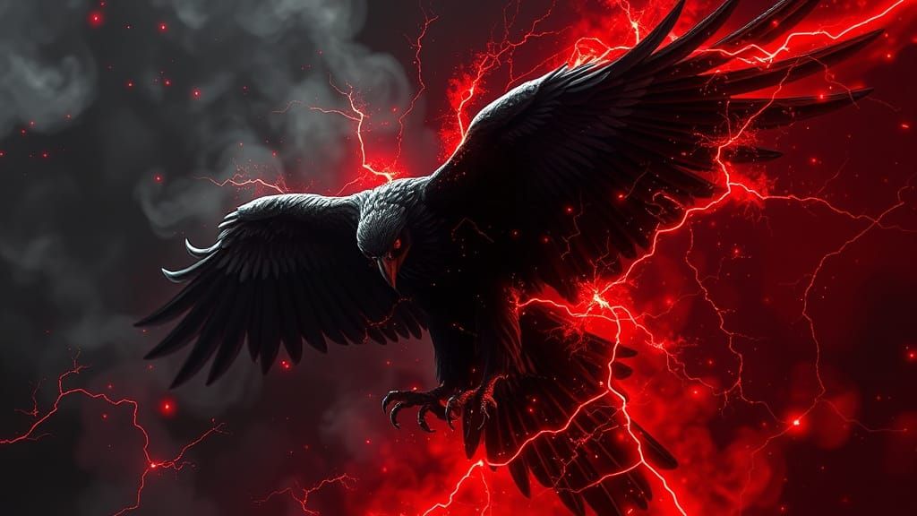 Glitching Black Falcon with Red Electricity