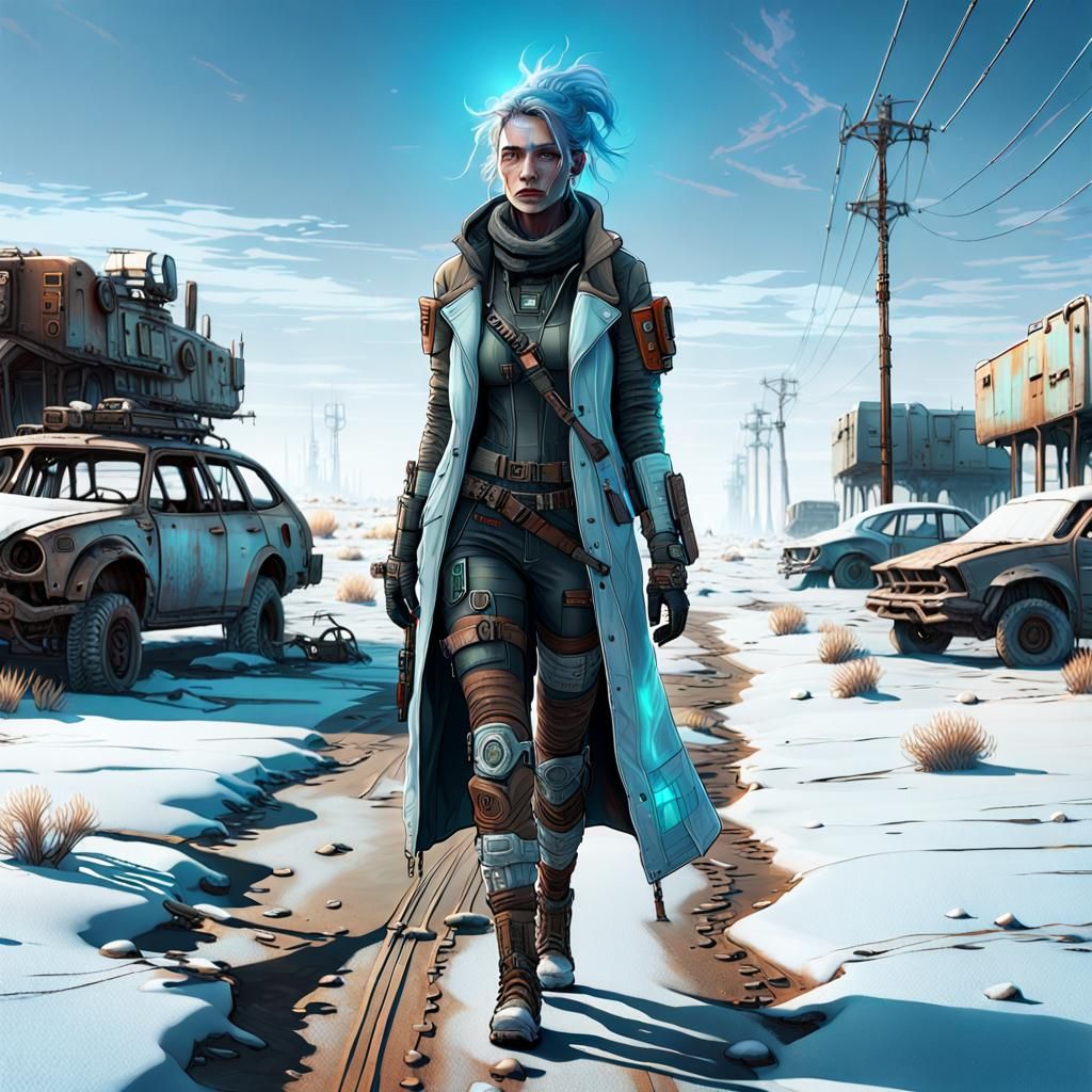 Cyberpunk Survivor Emerges in Frozen Wasteland