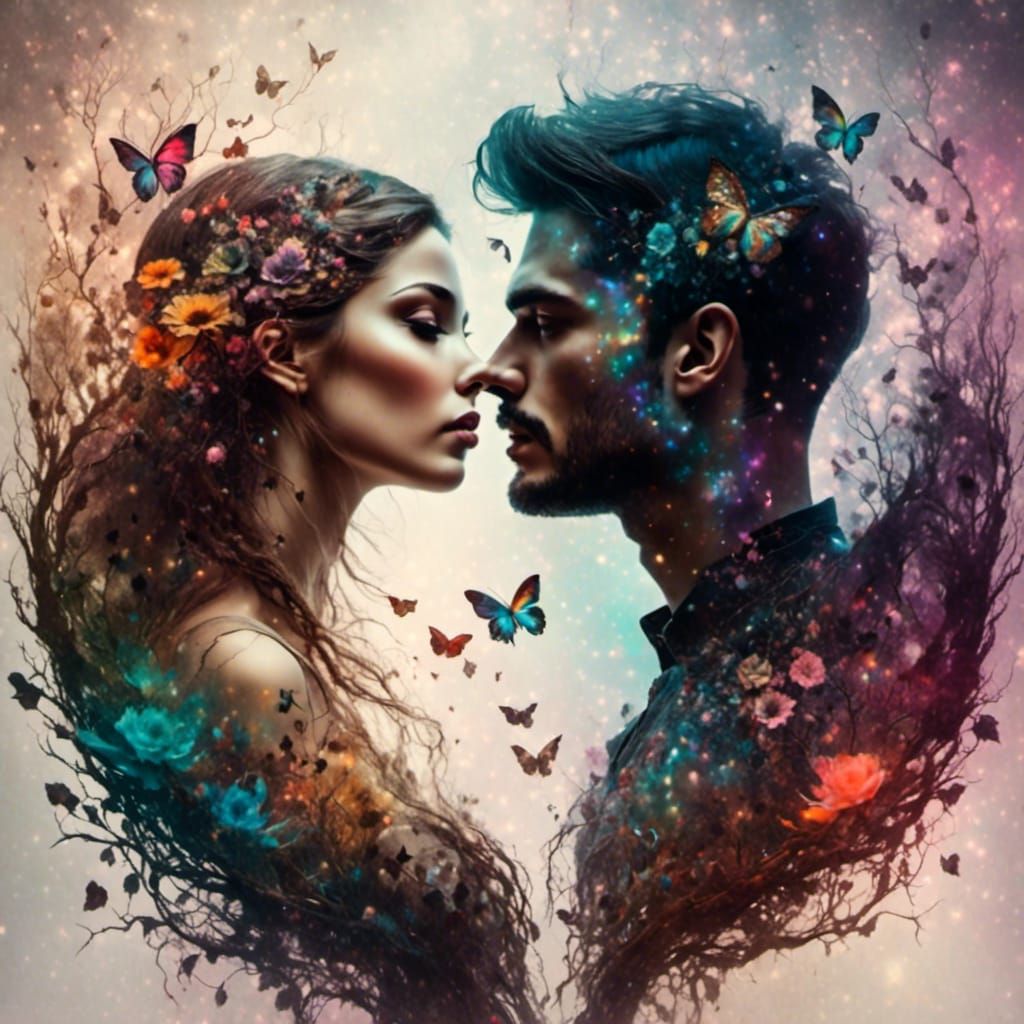 Fairy Lovers in Rainbow Silhouette