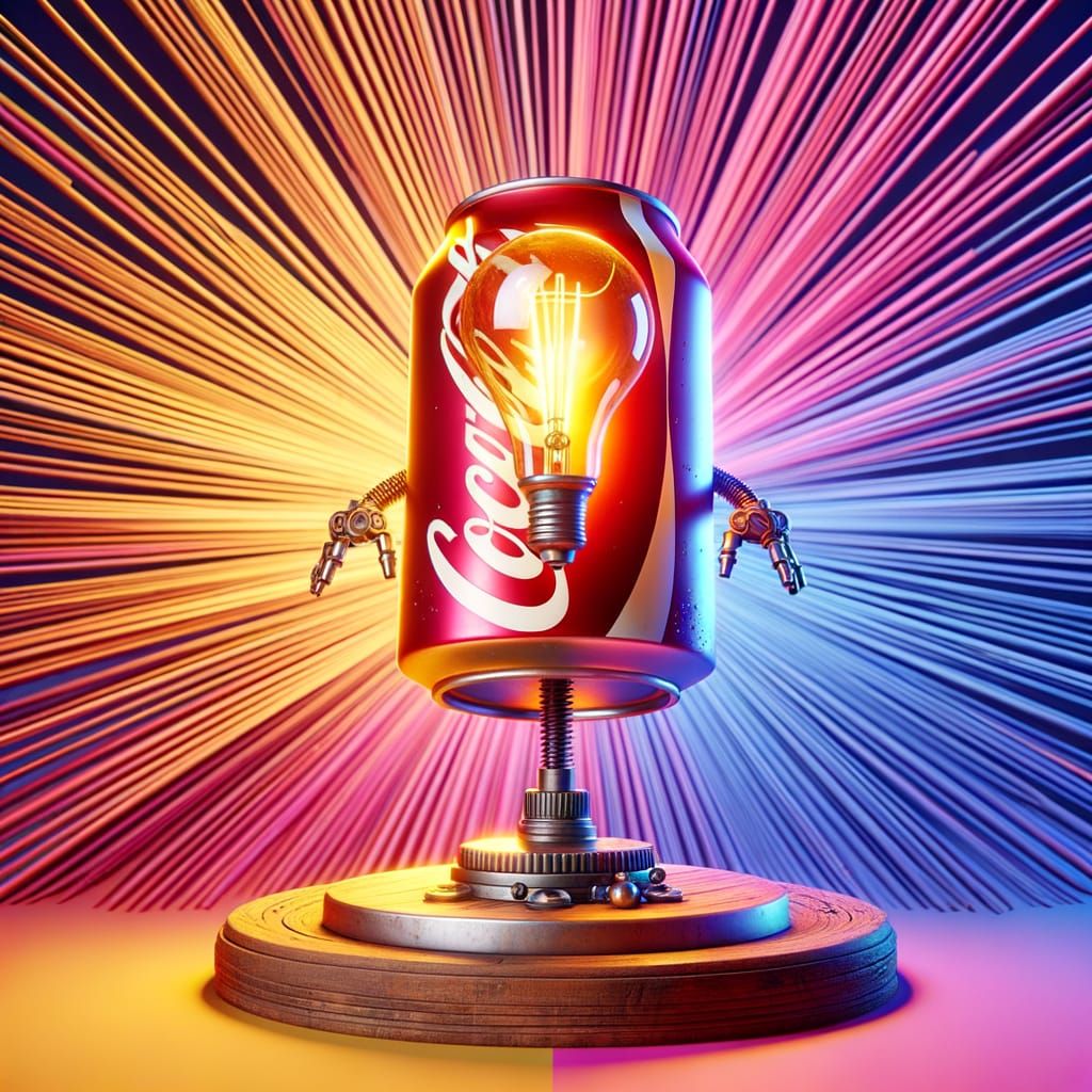 Anthropomorphic Lamp Soda Can Fusion in 3D