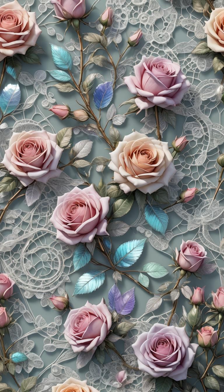 Pastel Iridescent Rose on Vintage Stationery