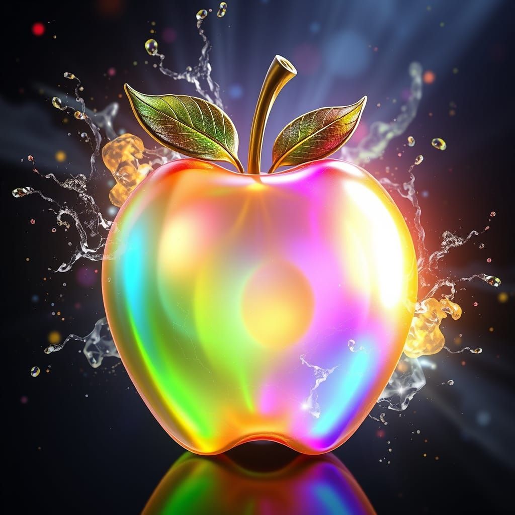 Vibrant Glass Apple in a Fantastical Realm