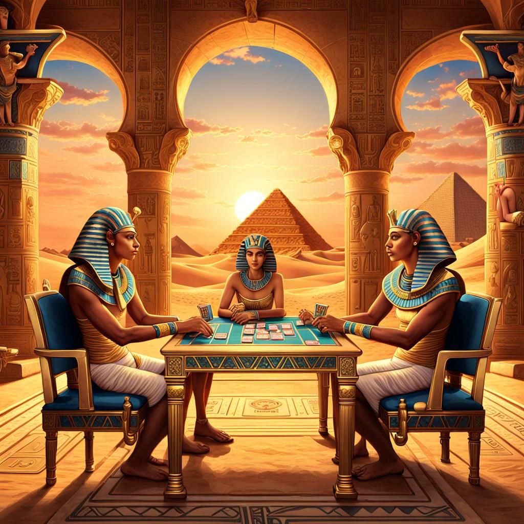 Egyptian Card Game in Ornate Digital Art