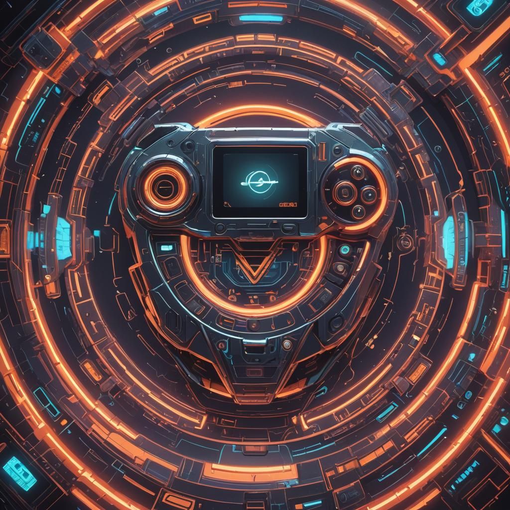 Cyberpunk Gaming Device with Neon Accents