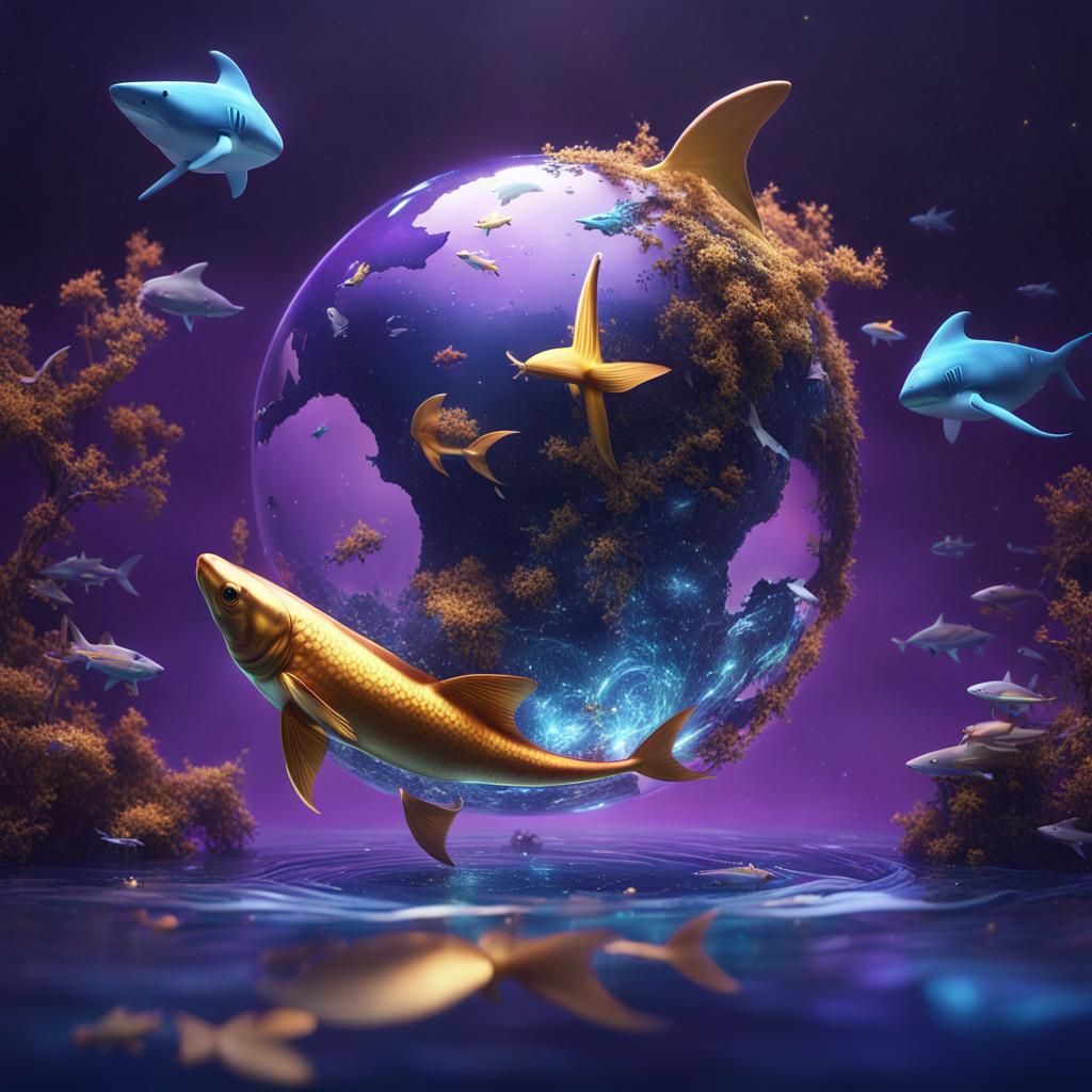 AI World Globe in Pond: Fantasy Concept Art