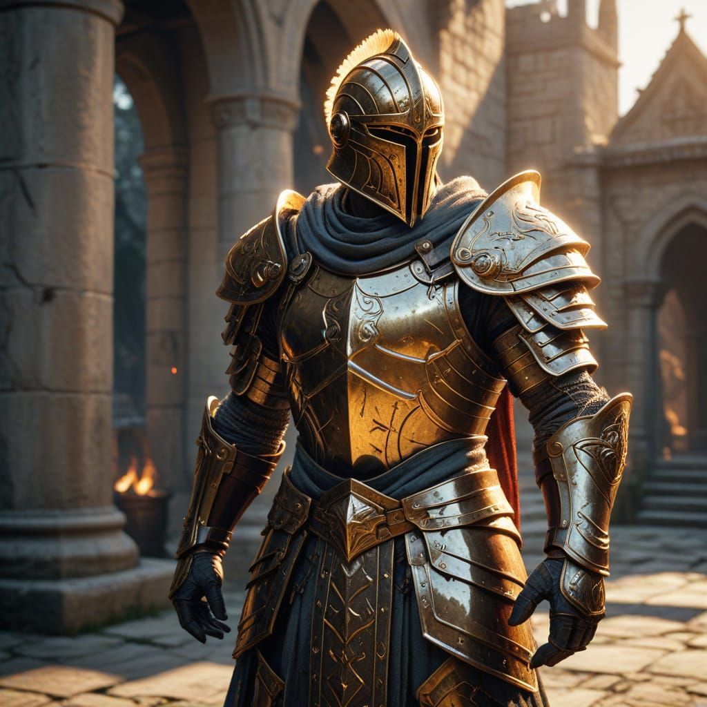 Stendarr Divine Warrior in Golden Armor