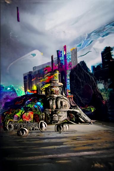 Futuristic Tron City in Art Deco Style