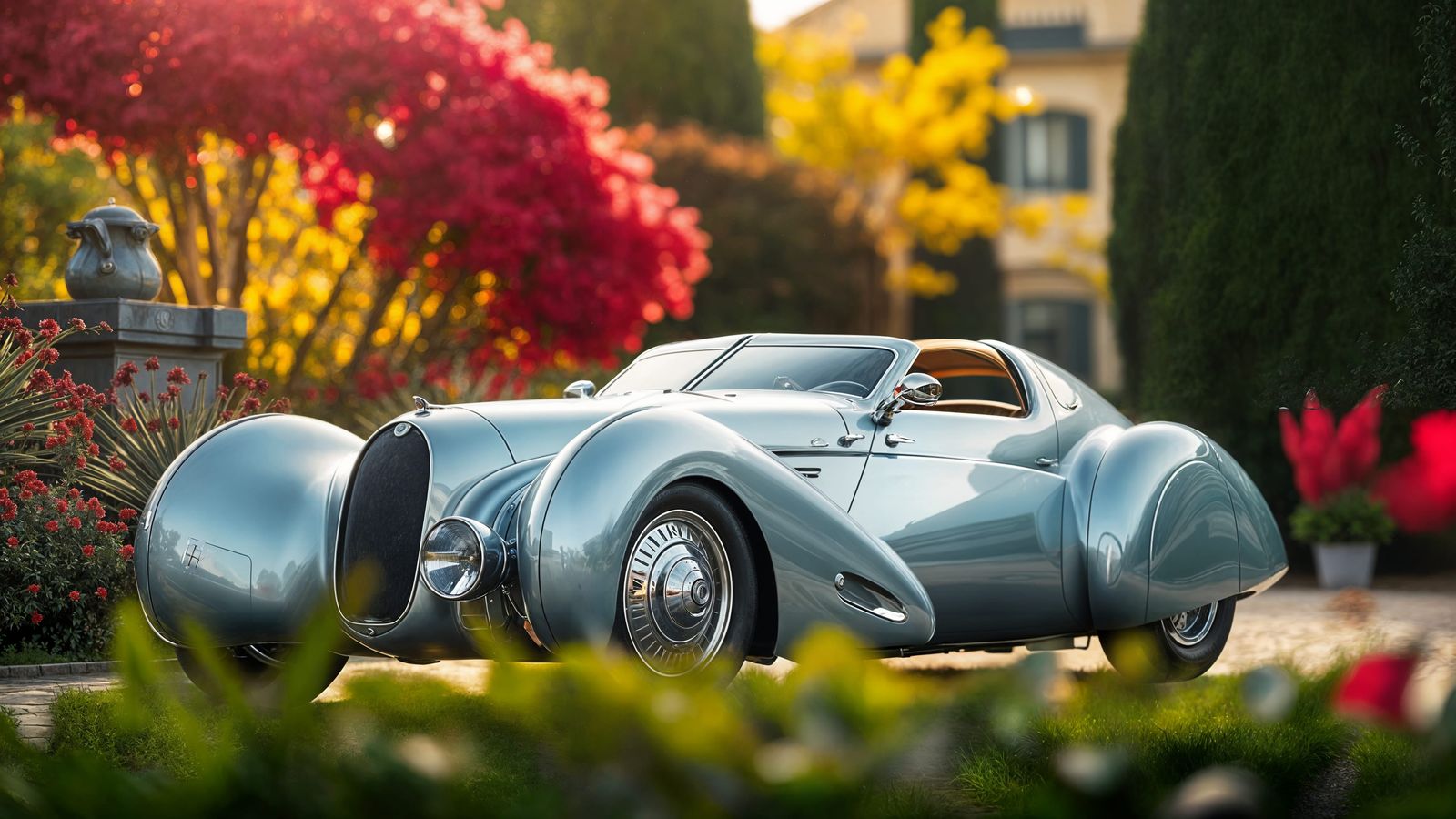 Vintage Bugatti Concept in Luxurious Garden Setting