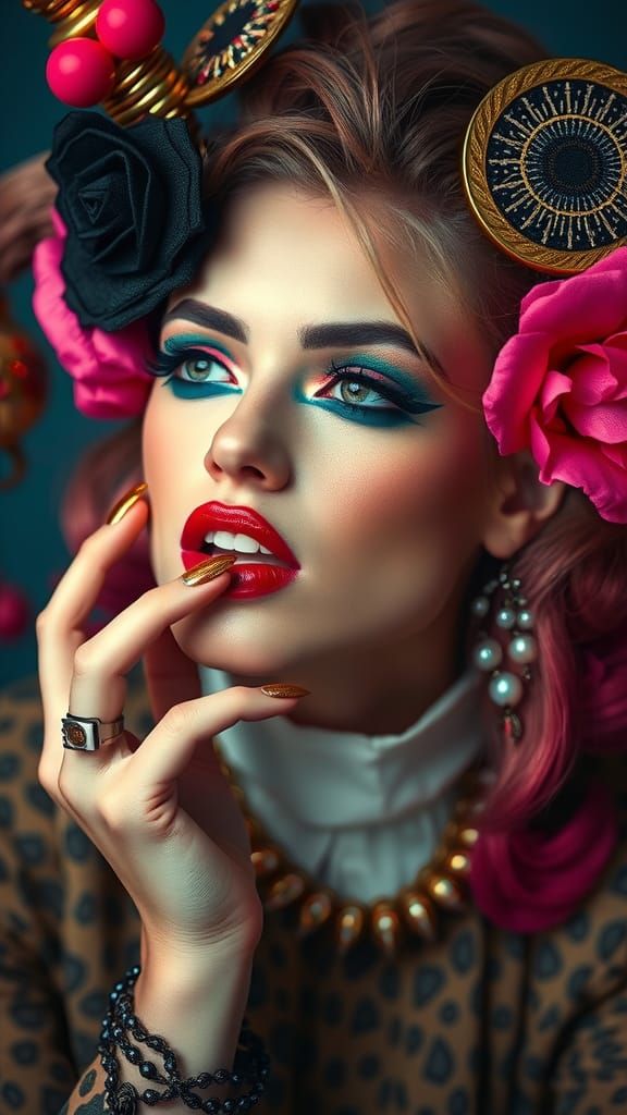 Glam Avant-Garde Portrait in Surreal Editorial Style