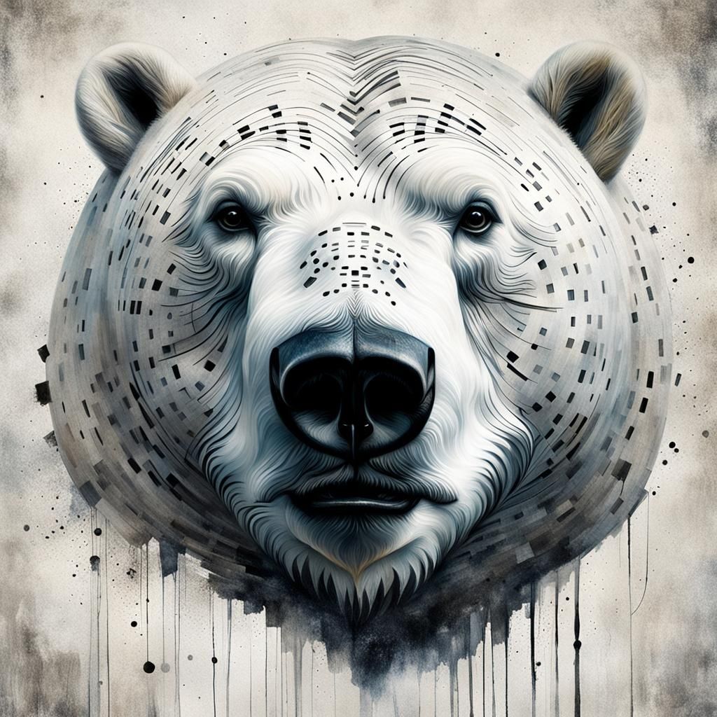 Demonic Cyborg Bear Portrait in Volcanic Hyperspace