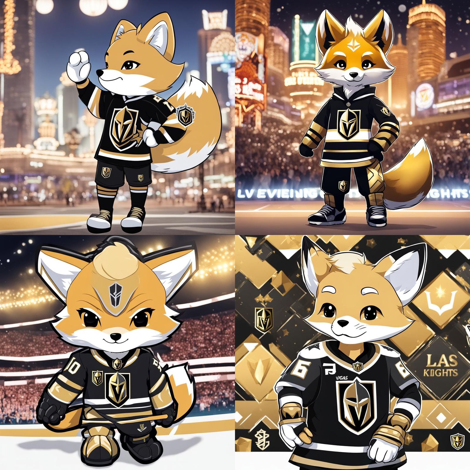 Anime Fox Boy in Vegas Golden Knights Jersey