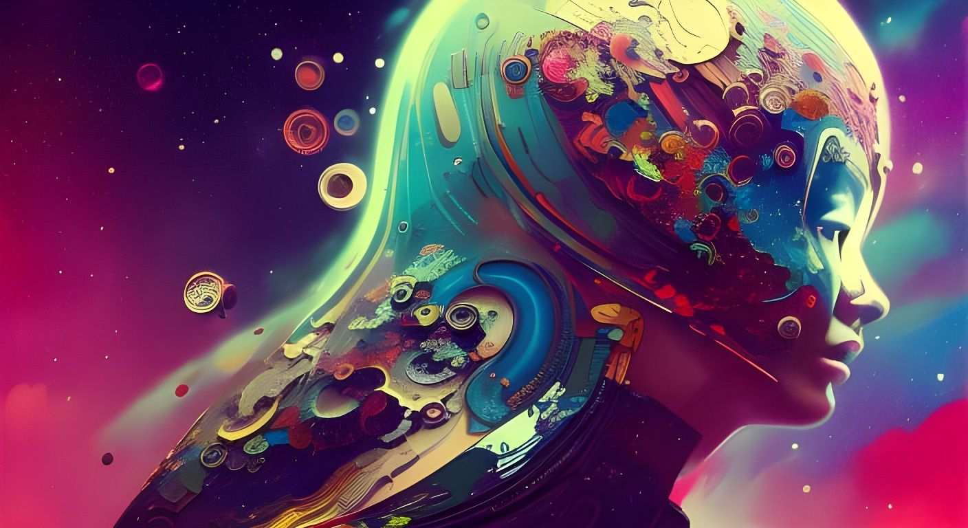 Pirate Ship Soaring Through Space as Graffiti Art