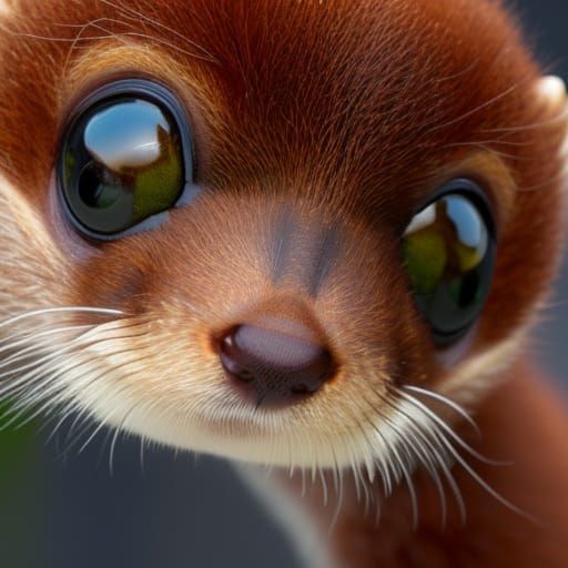 Detailed Portrait of an Adorable Baby Otter