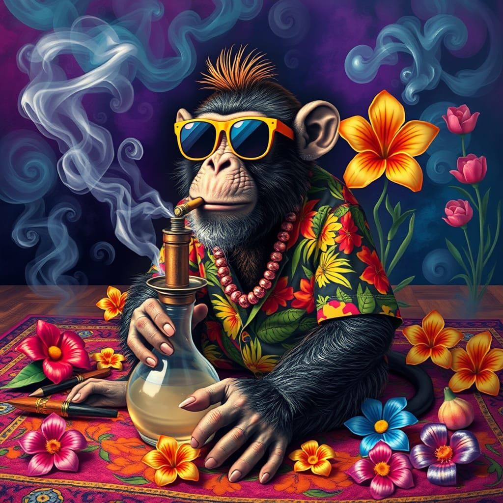 Psychedelic Monkey Hookah Lounge, Surrealist Art