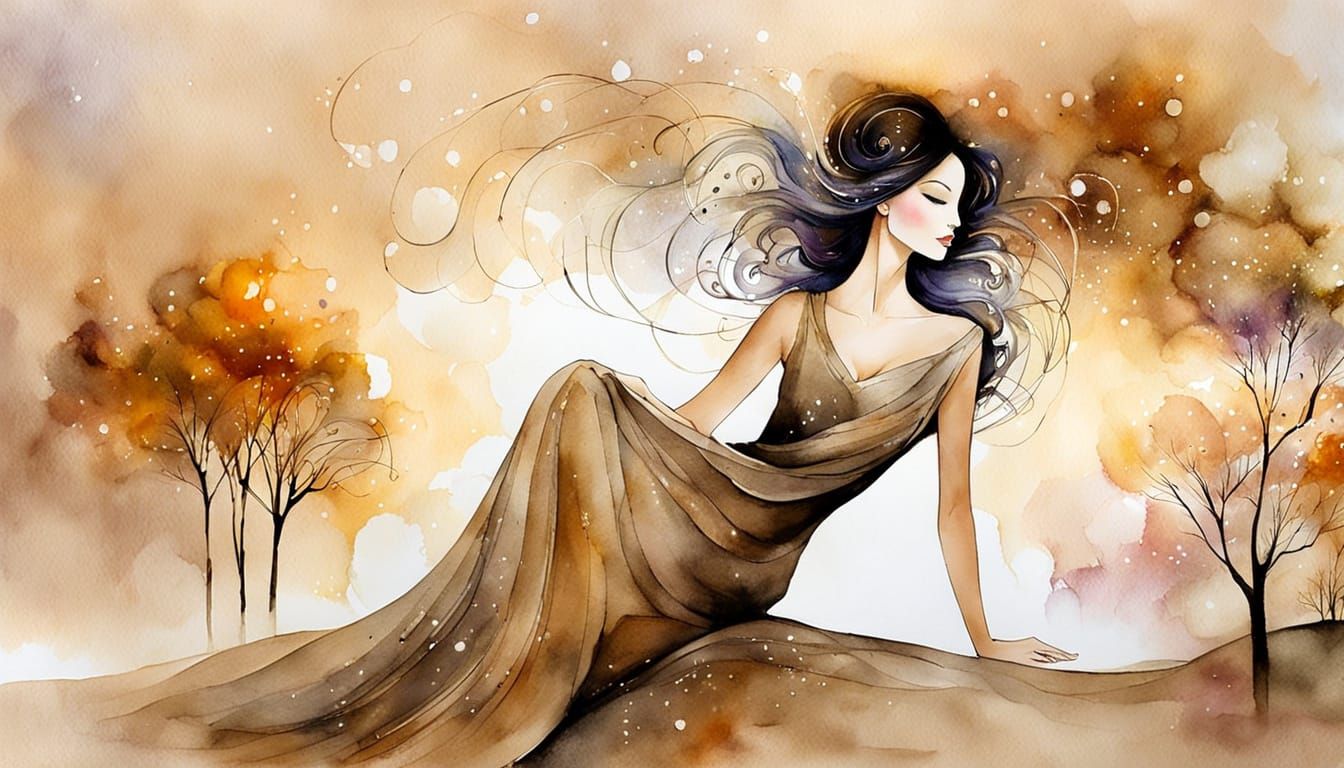 Ethereal Cloud Woman in Galactic Cosmic Scene