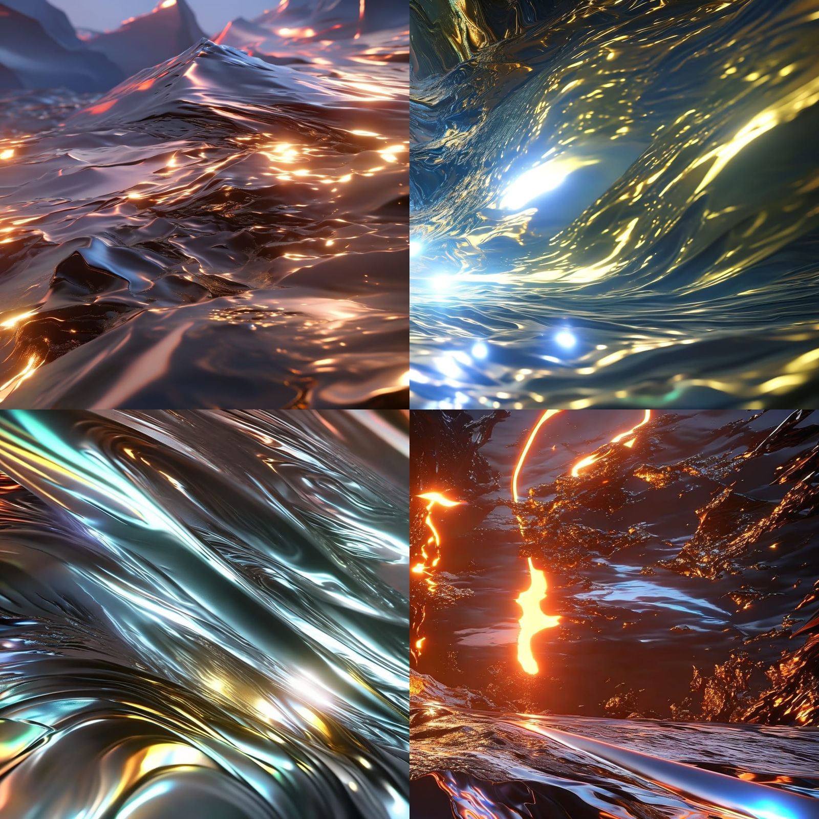 Liquid Metal Sky: Chrome and Copper Concept Art