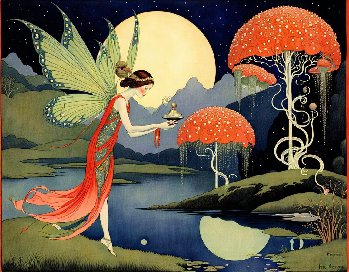 Mystical Fairy Creature in Golden Age Illustration Style