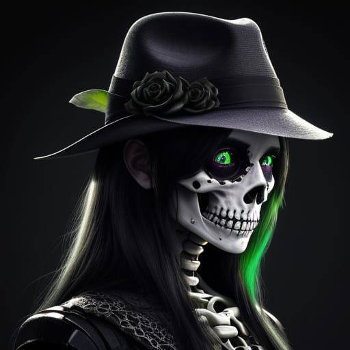 Awkward Teen Flirts With Skeleton in Surreal Digital Art