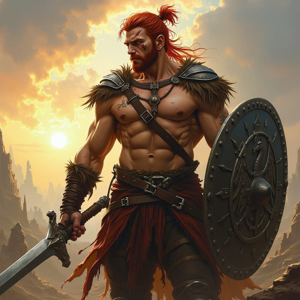 Muscled Elf Warrior in Heroic Pose