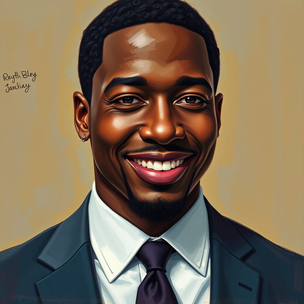Elegant Portrait of a Black Man in Vibrant Colors