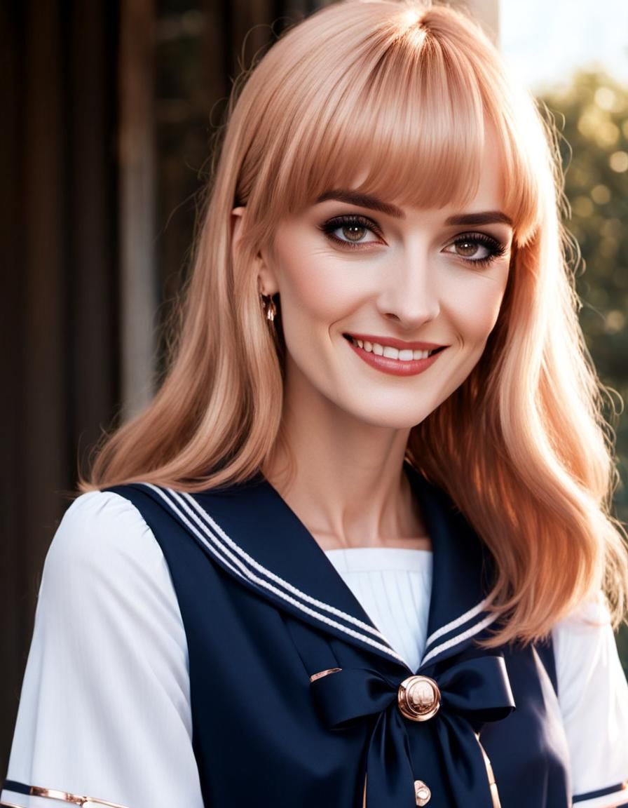 Winona Ryder with Rose Gold Hair in Sunlight