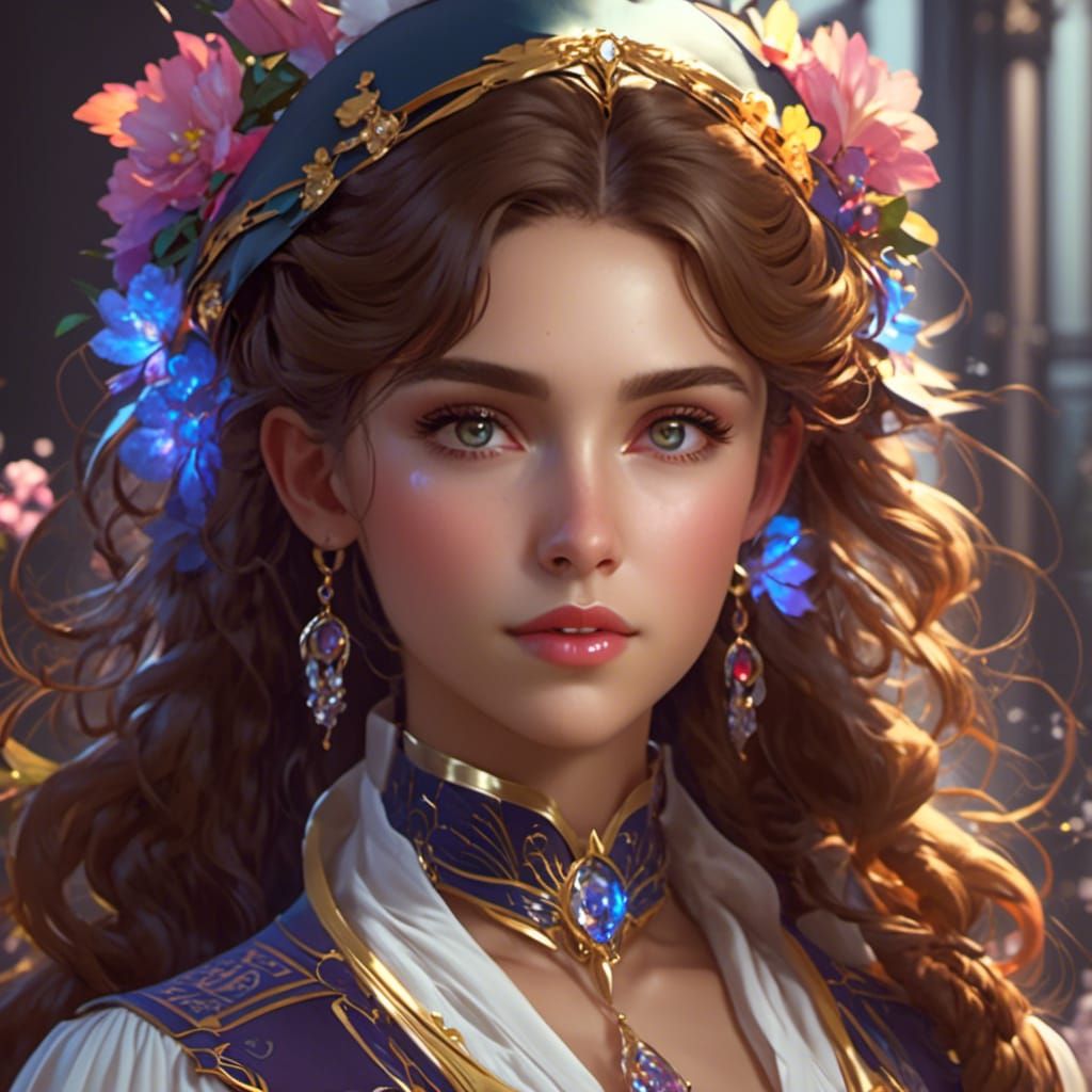 Girl Explains Virtual Learning: Detailed Digital Portrait