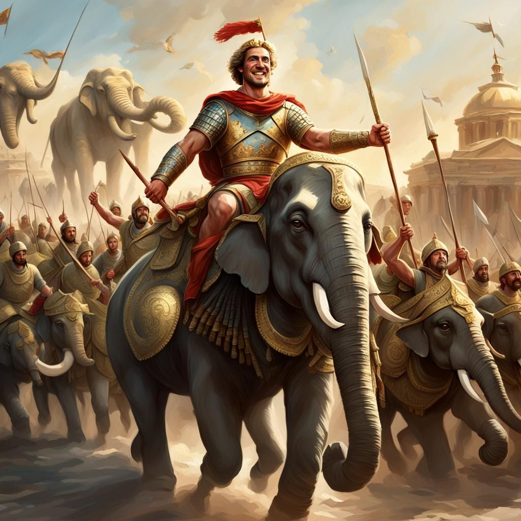 Alexander the Great Portrait with Elephant