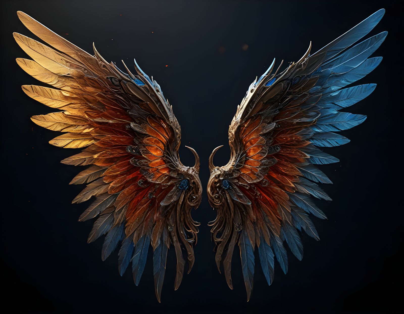 Majestic Wings Crafted from Crystal, Ink and Gold