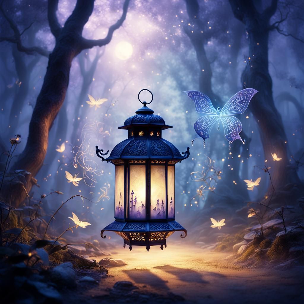 Ethereal Lantern Illuminates Mystic Forest