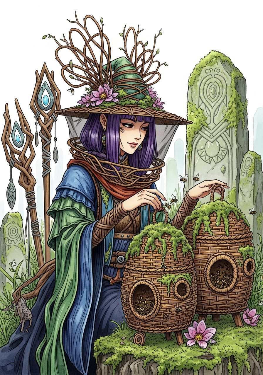 Anime Inspired Beekeeping Witch in High Fantasy Setting