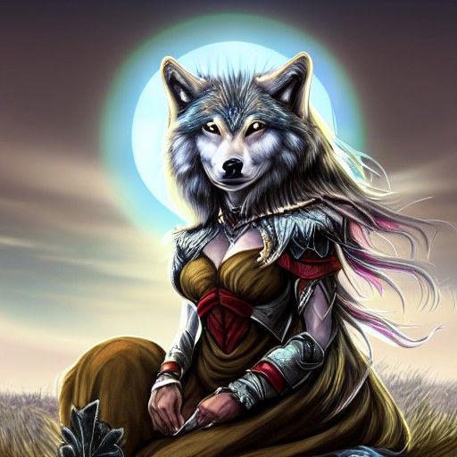 Fantasycore Portrait of a Wolf Goddess
