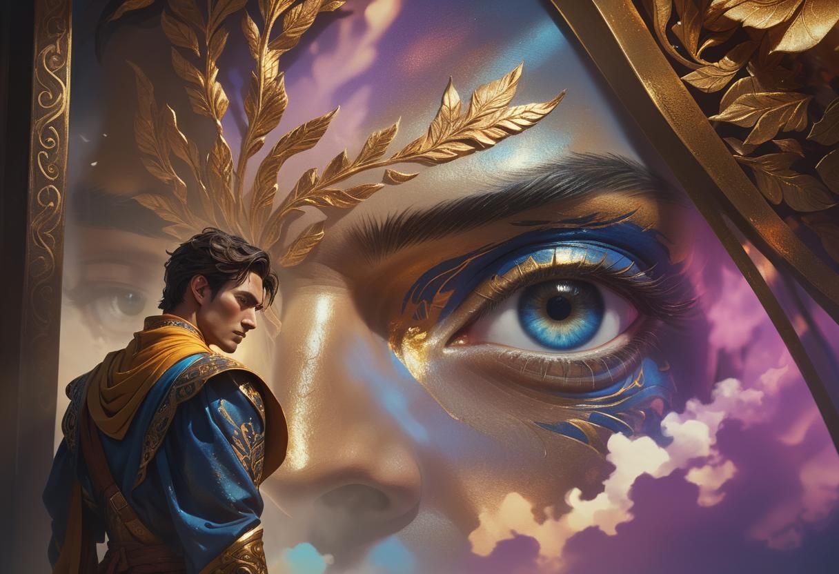 Heroic Young Cultivator in Golden Light, Digital Art