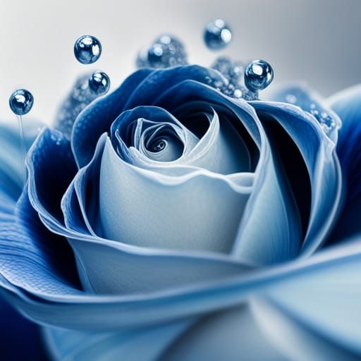 Sapphire Blue Rose Macro: Hyperrealistic Digital Art