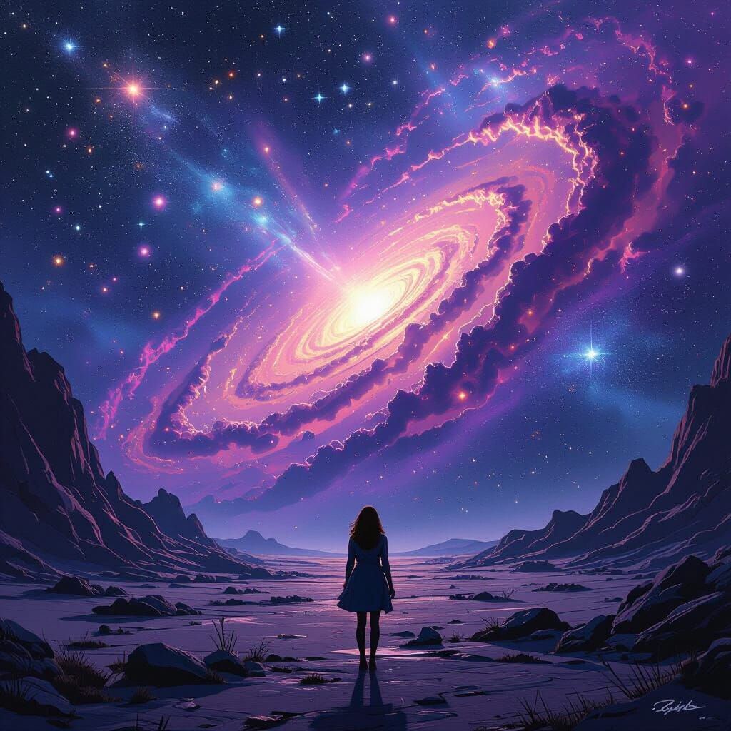 Endless Galaxy Scene in Digital Art Style