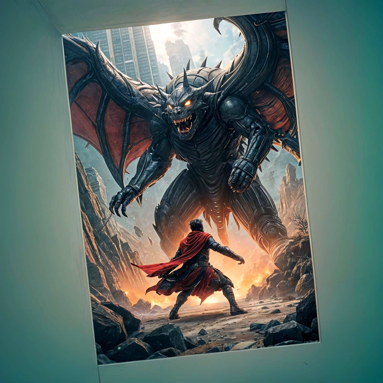 Heroic Boy Battles Dark Entity in a Mysterious Realm