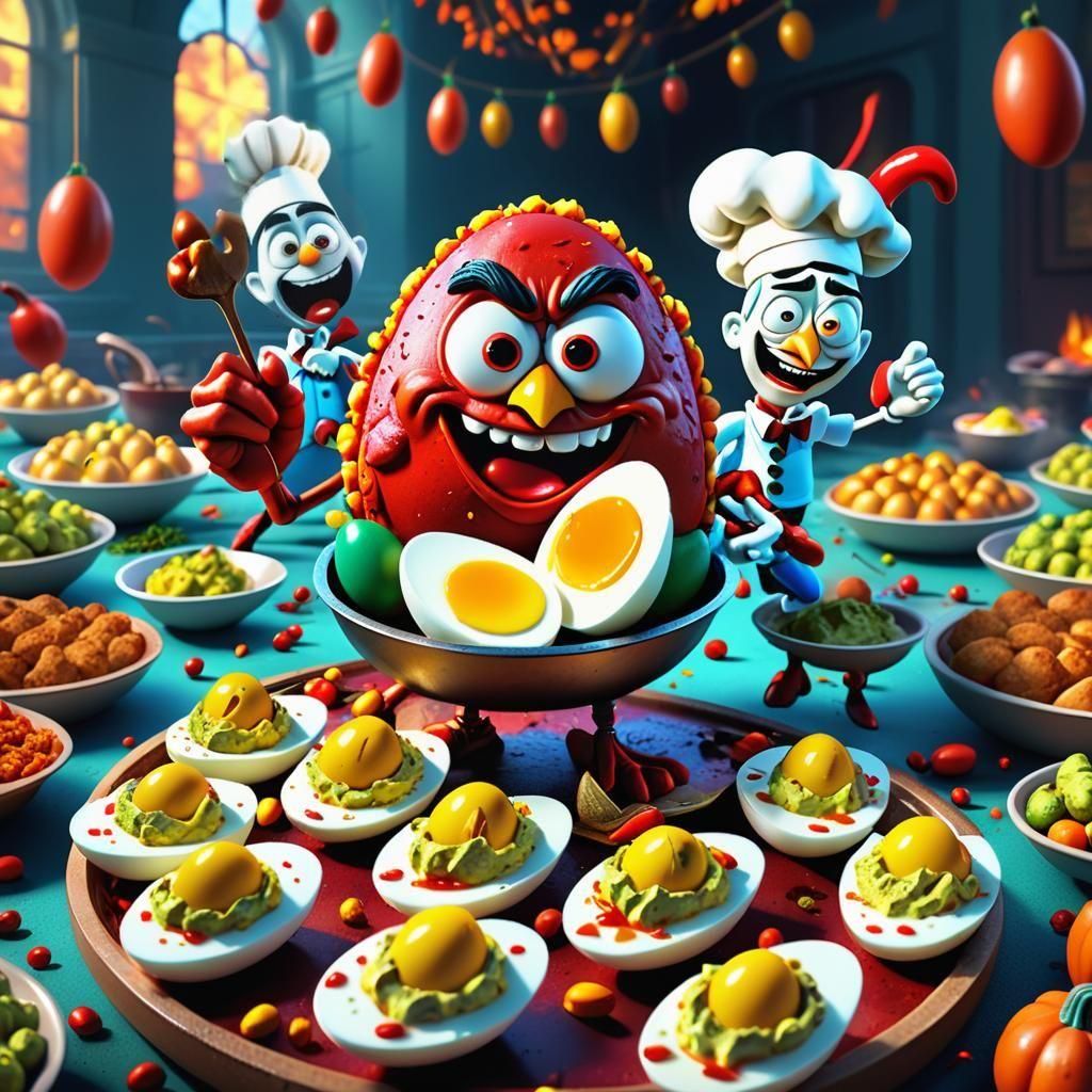 Thanksgiving Dinner: Angry Deviled Eggs in Street Art