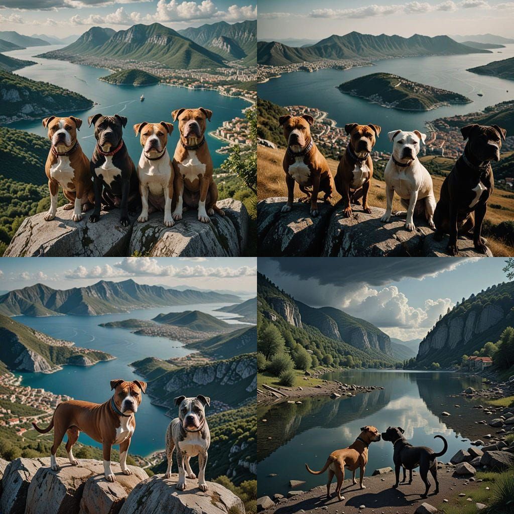 Muscular Canines on Montenegrin Peak in Cinematic Film Style