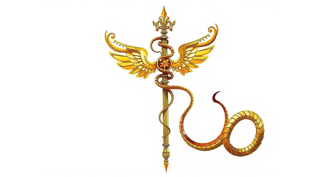 Gold Staff of Hermes: Alcohol Ink Art