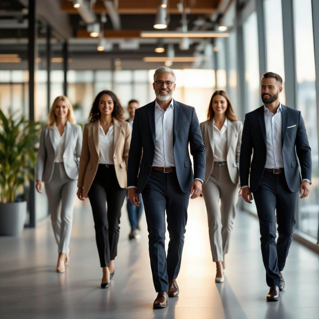 Diverse Team Unity in Modern Office, Photo-Realistic Style