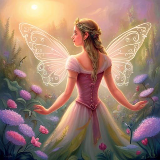 Ethereal Pink-Haired Fairy Portrait in Fantasy Style