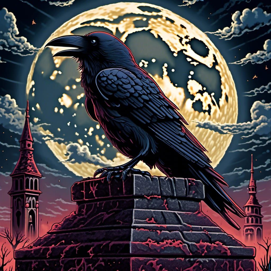 Raven on Tombstone: Horror Movie Poster