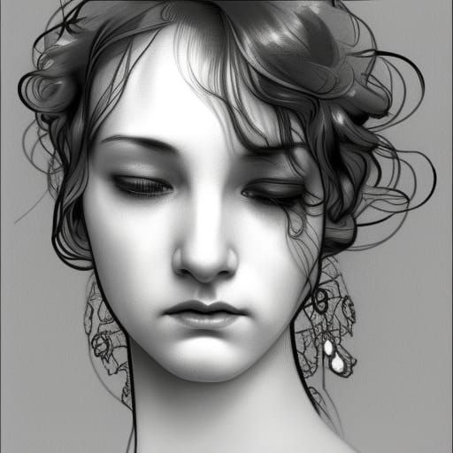 A pencil sketch of a crying woman from the roaring 20s