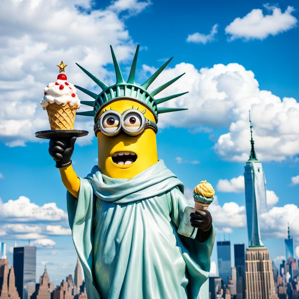 Minion as Liberty Goddess in New York